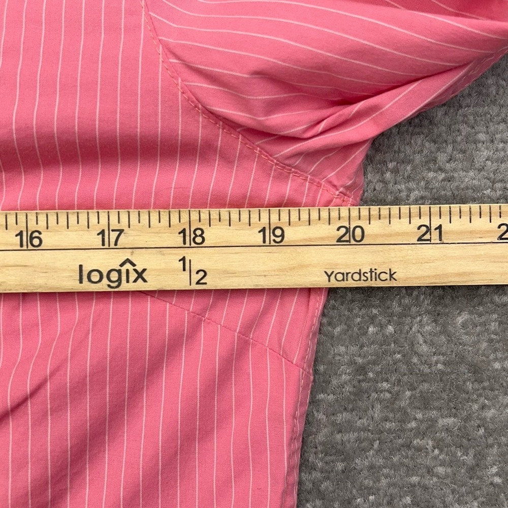 Ariat Long Sleeve Button Up Shirt Womens Large Flip Cuffs Fitted Pink Pinstriped - Picture 5 of 14